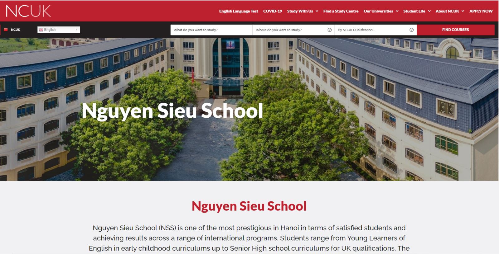 Trường Nguyễn Siêu trở thành Authorized Study Center của NCUK tại Việt Nam