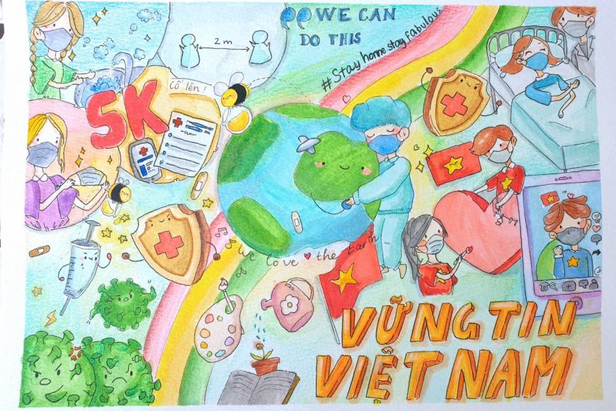 Nguyễn Siêu School (Hanoi, Vietnam) - Vững Tin Việt Nam - Sắc Màu Tuổi Thơ  Gửi Tuyến Đầu Chống Dịch