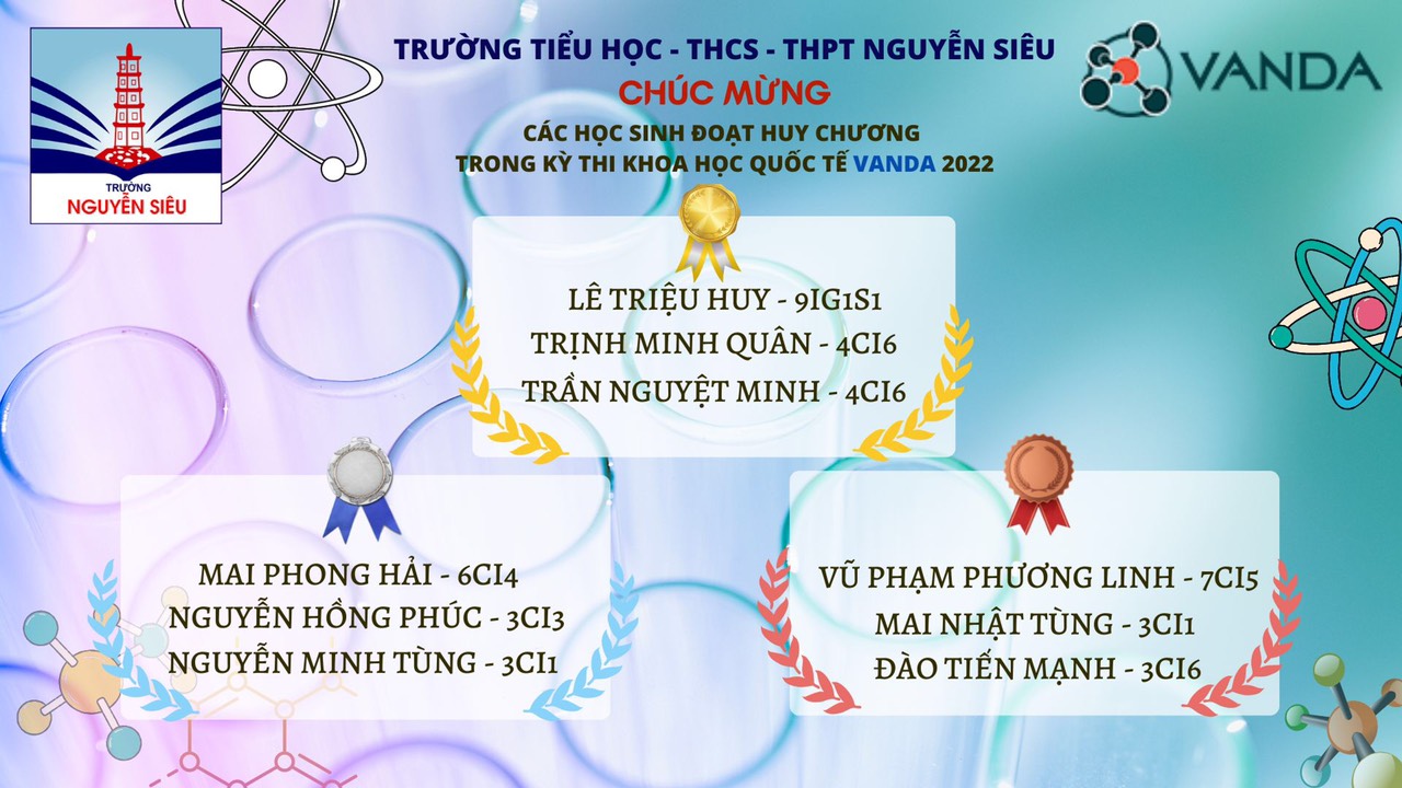 Học sinh Nguyễn Siêu đạt 3HCV, 3HCB, 3HCĐ  thi khoa học quốc tế Vanda 2022