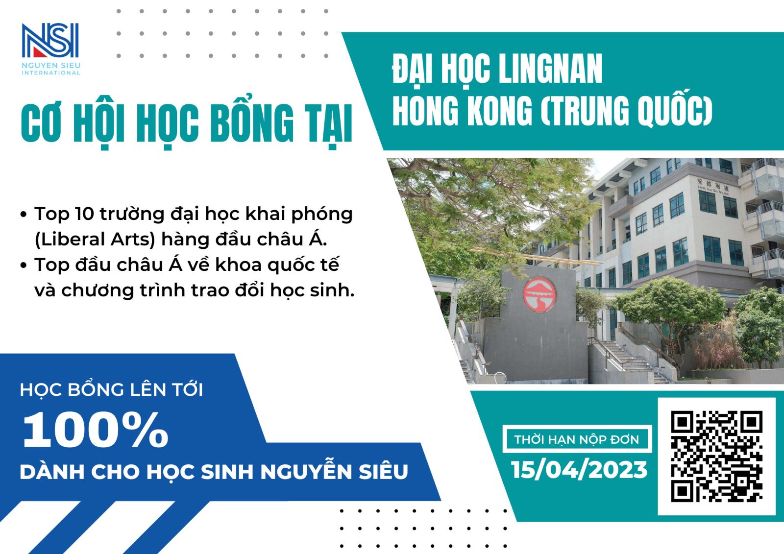 Cơ hội học bổng 100% tại Đại học Lingnan, Hong Kong (Trung Quốc)