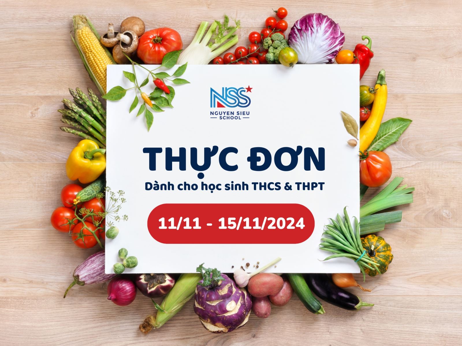 THỰC ĐƠN TUẦN 11/11-15/11/2024