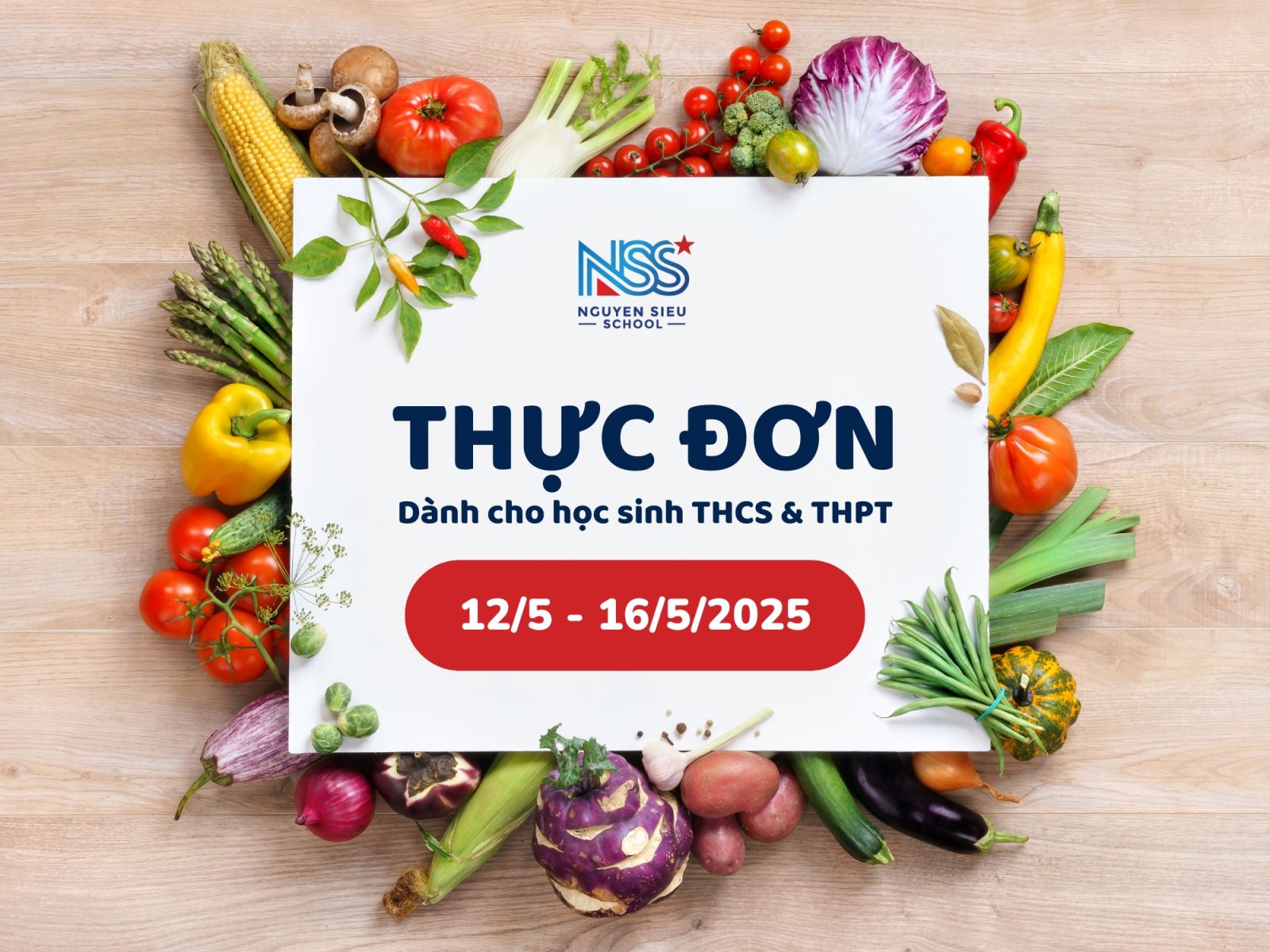 THỰC ĐƠN TUẦN 12/5-16/5/2025